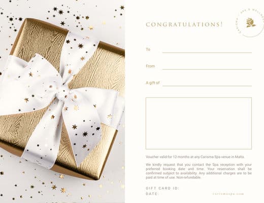 Congratulations gift card design by Carisma Slimming Malta